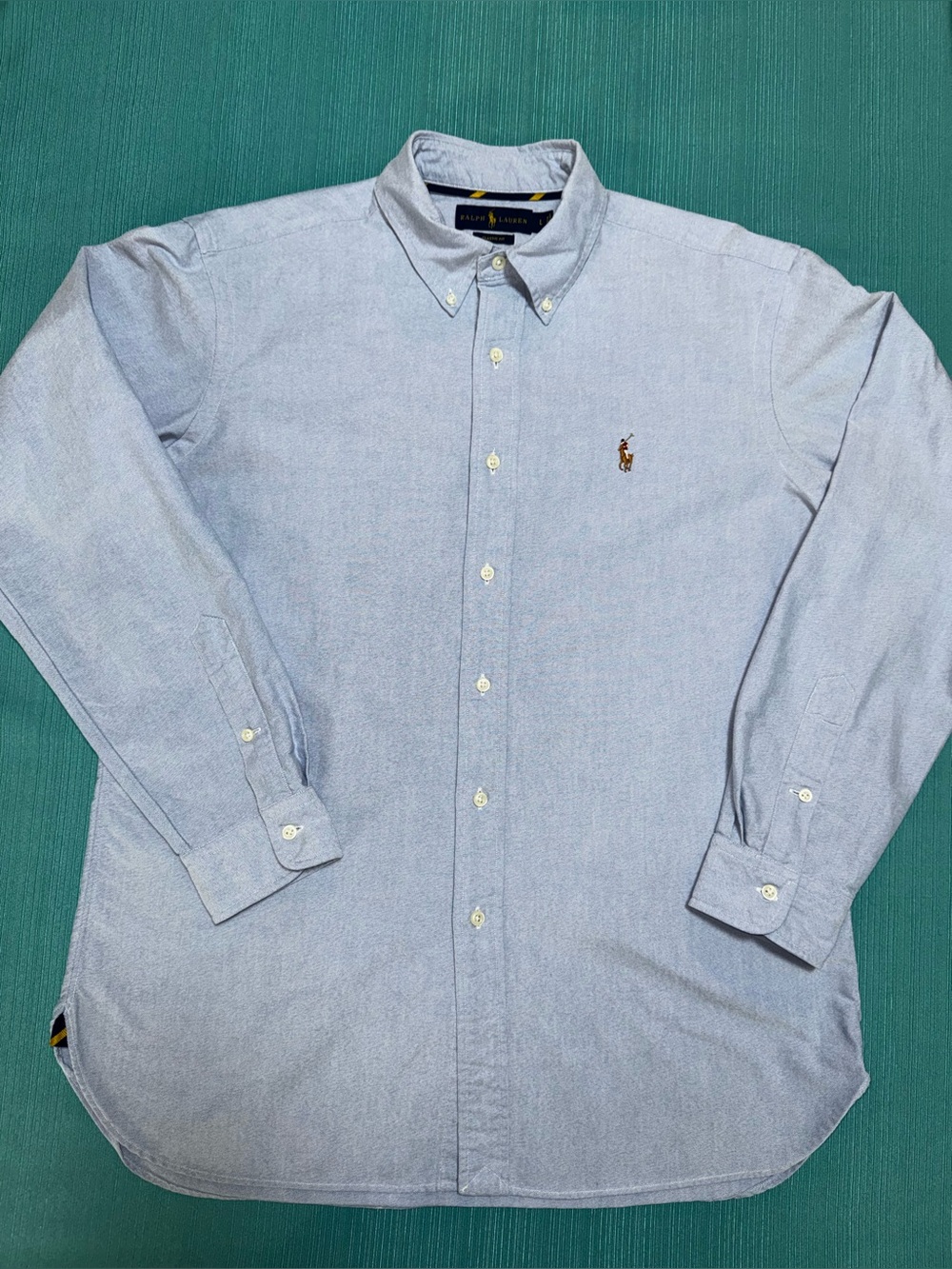 Ralph Lauren Classic Fit Men’s Button-Down Shirt Blue Cotton Pockets,L